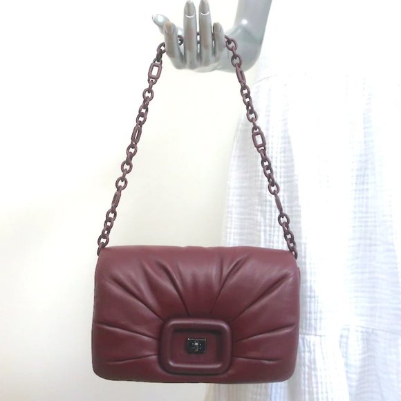 Roger Vivier Handbags - Roger Vivier Viv' Choc Shoulder Bag Burgundy Padded Leather